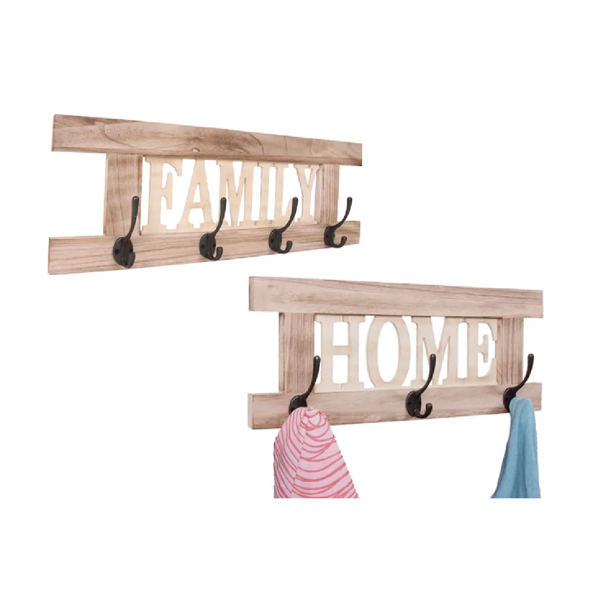 Mendler 2x portemanteau HWC-C60 - Brun naturel
