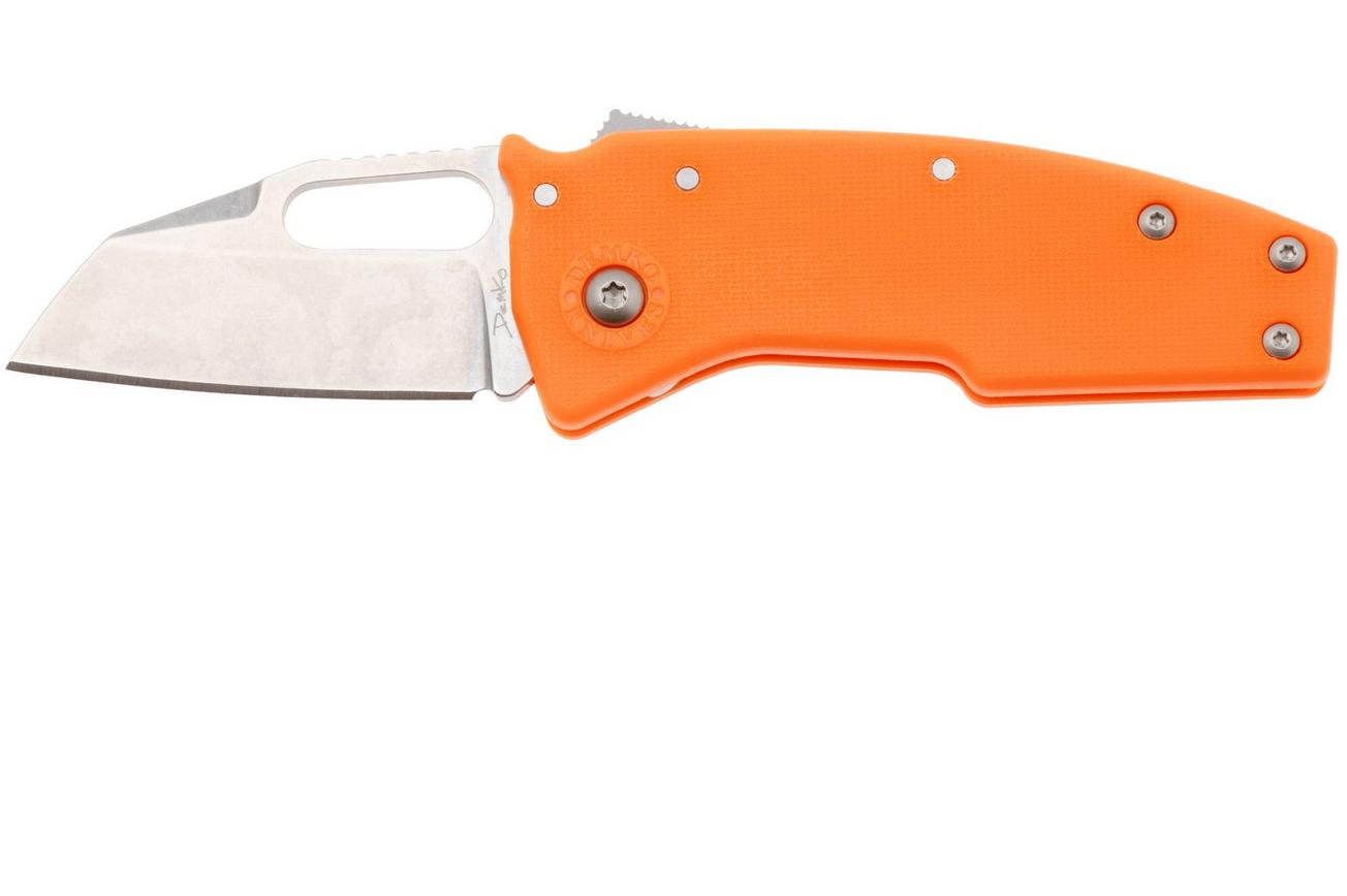 Demko Nano-Shark, NANO-10A-ORANGE GRN-SF, Stonewashed AUS-10A Shark Foot, Orange GRN zakmes