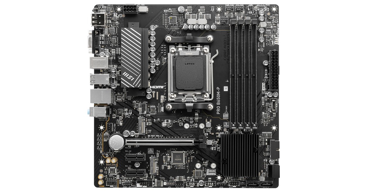 MSIPRO B650M-P socket AM5 moederbord  (Zwart, RAID, 2.5 Gb-LAN, Sound, µATX)