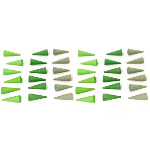 Grapat houten kegels - groen (36st)