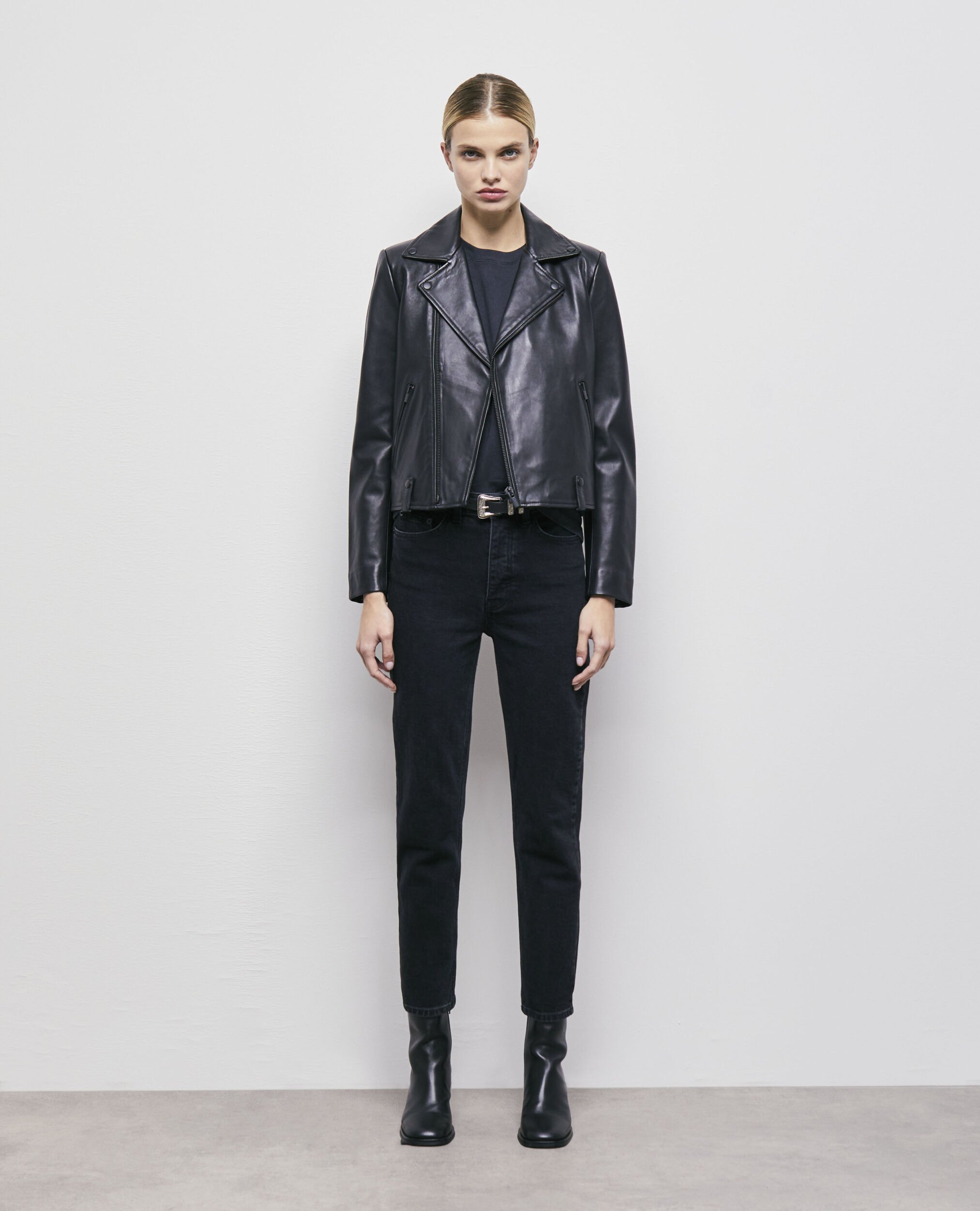 Blouson en cuir noir