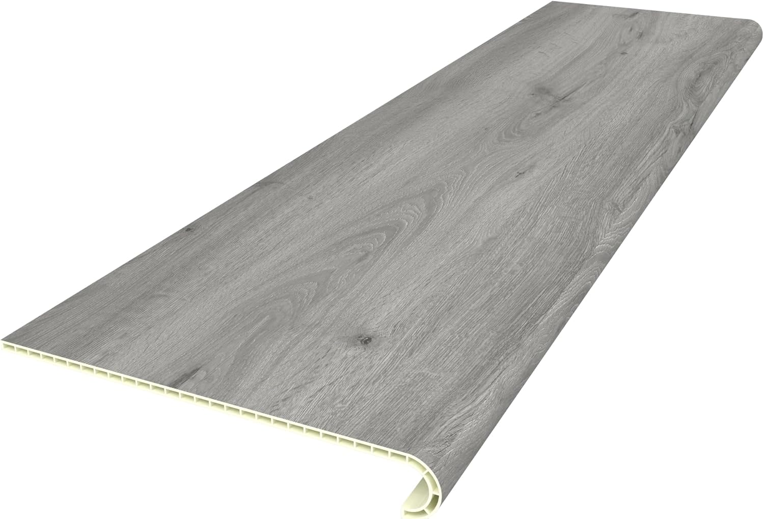 neu.holz Treppenstufen Verkleidung Bunschoten 4er Set Treppenverkleidung zum Kleben 120 x 32 x 4,6 cm mit Treppenkantenprofil PVC Treppenbelag Eichenoptik grau