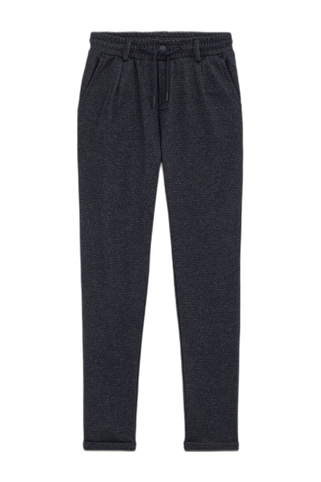 WE Fashion geruite slim fit broek donkerblauw