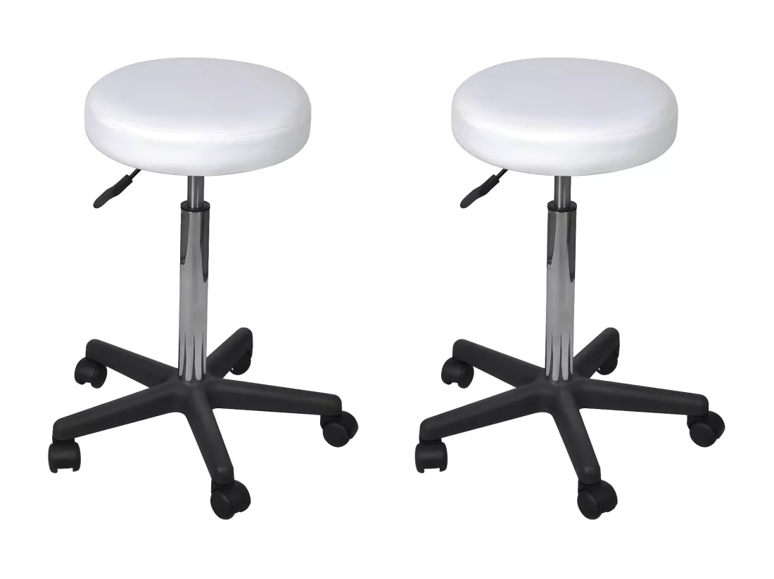 Tabourets de bureau 2 pièces Blanc 35,5x84 cm Similicuir