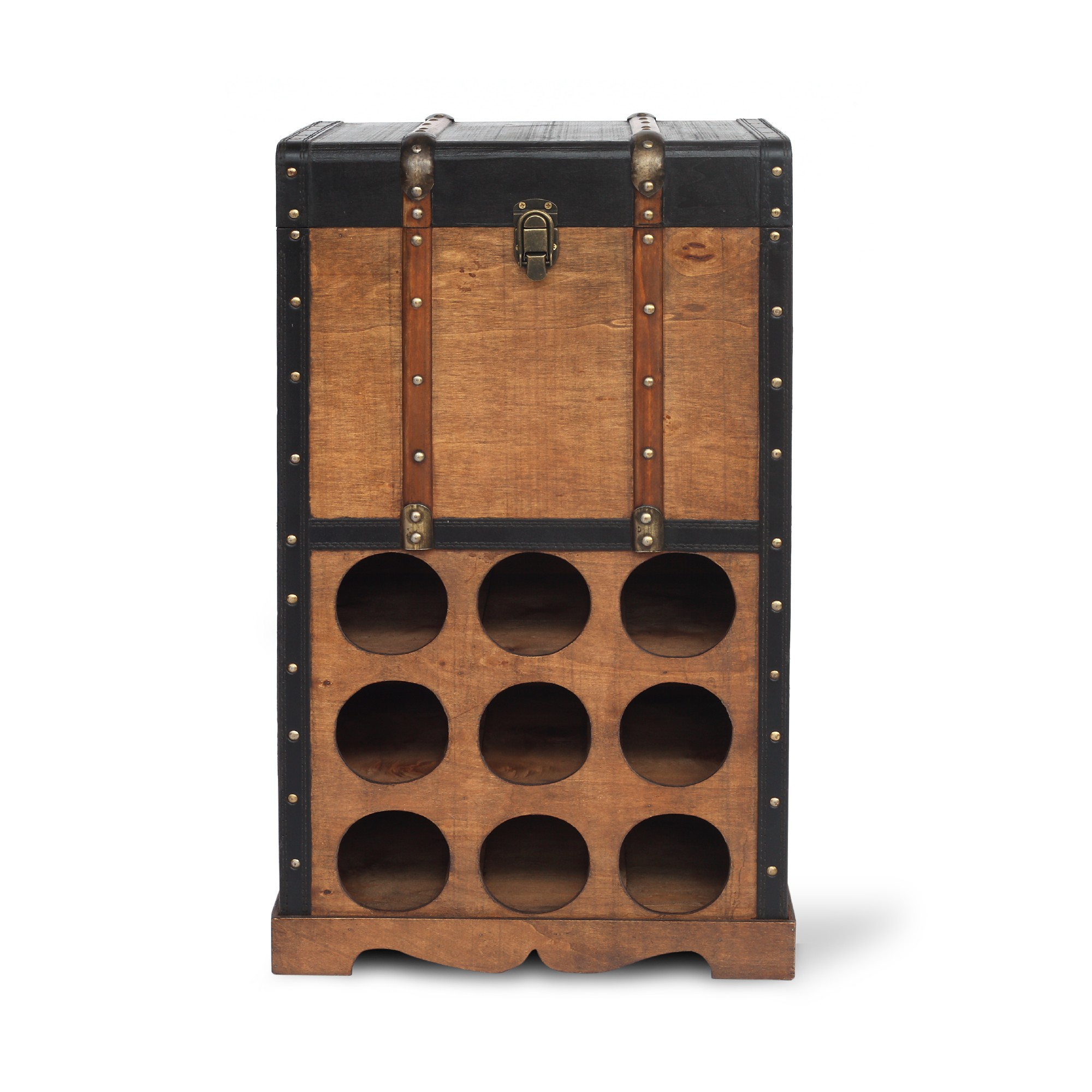 Koffertruhe 'Mula' mit 9er Weinregal, braun, T 40 cm, B 30 cm, H 70 cm von fischer's lagerhaus