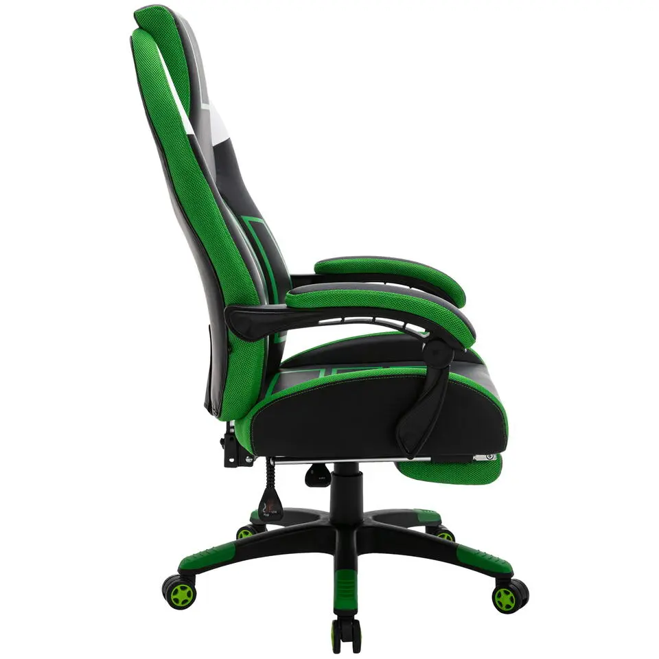 CLP Bureaustoel Clovis zwart Frame - Kunstleer - zwart/groen