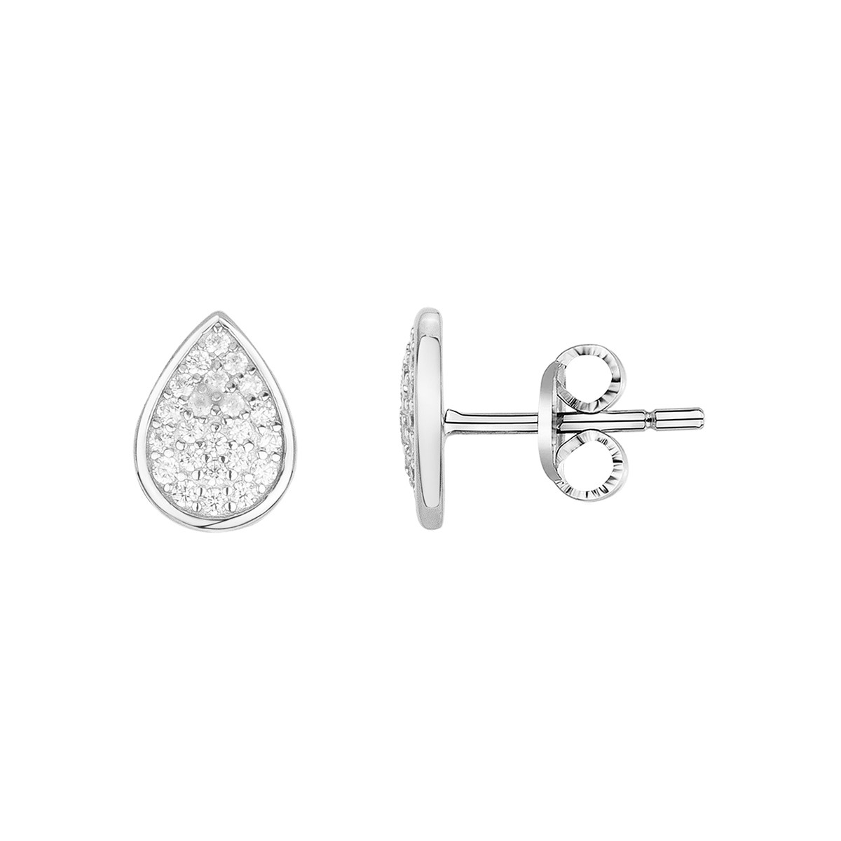Boucles d'oreilles puces en Argent avec oxyde de zirconium blanc