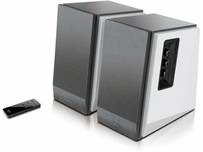 Edifier Regallautsprecher Paar R1700BT Silber, Weiss Leistungsstarke aktive 2.0 Regallautsprecher mit Bluetooth