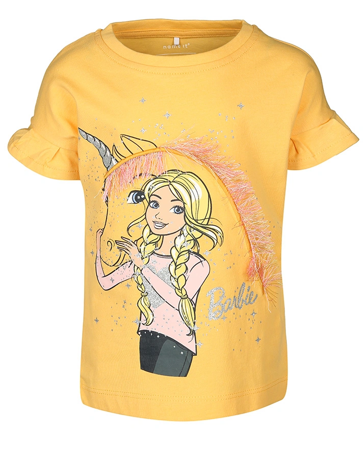 T-Shirt NMFBARBIE AURORA mit Glitzer in orange