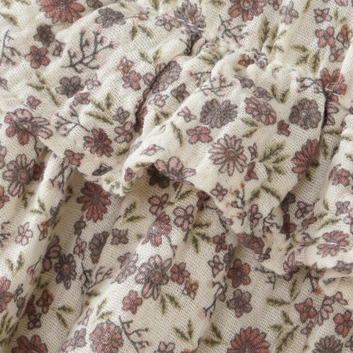 Topolino Pure Collection Mädchen Musselin-Kleid mit Blümchen hellbeige / dunkelrosa