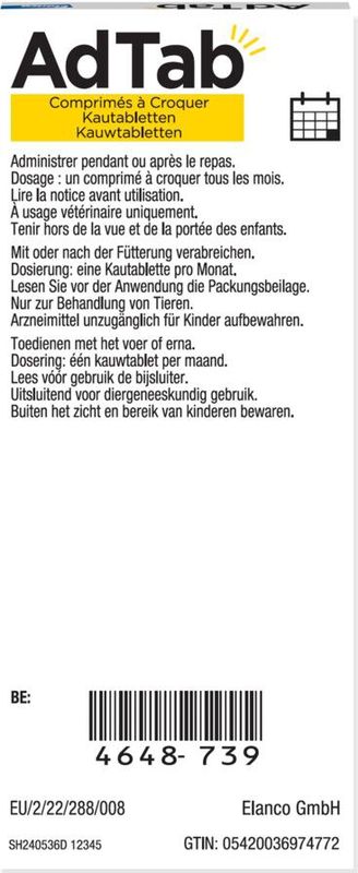 AdTab Anti Vlo en Teek Kauwtabletten Hond >11-22 kg 3 tabletten
