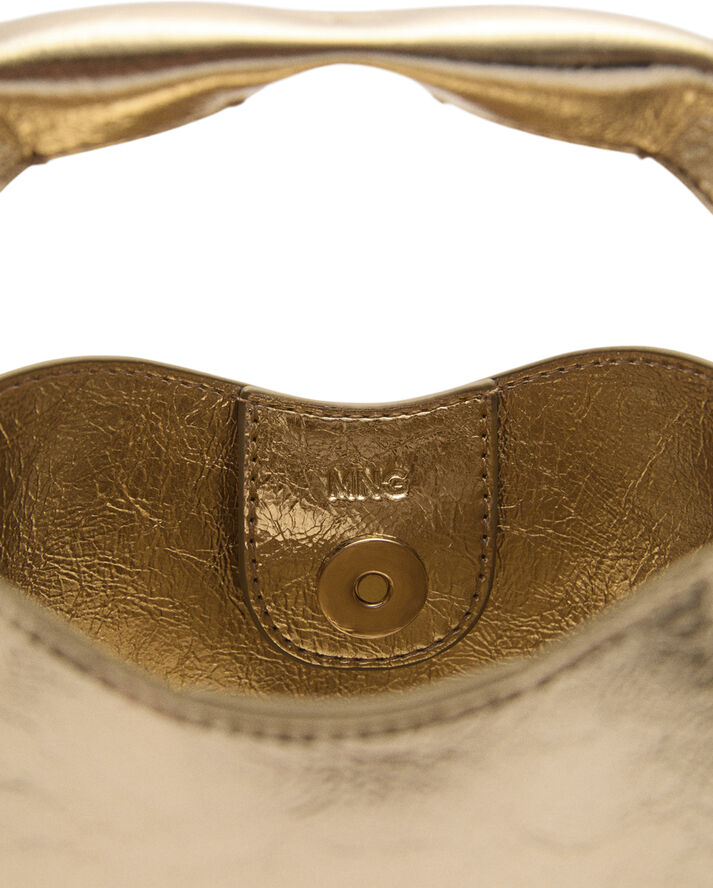 MANGO Metallic effect hand bag Gold