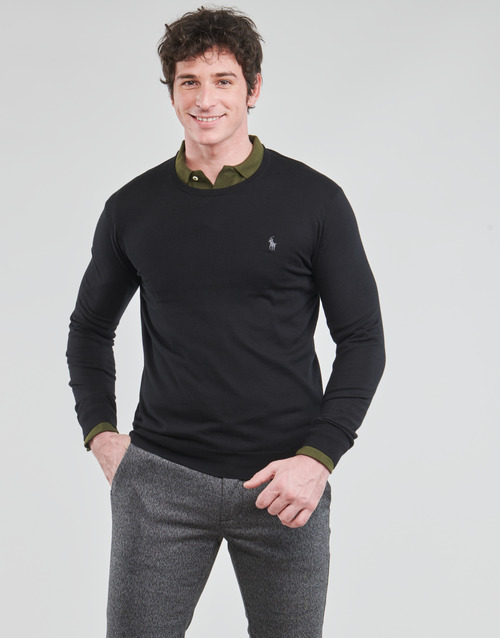 Polo Ralph Lauren - PULL COL ROND AJUSTE EN COTON PIMA LOGO PONY PLAYER Negro
