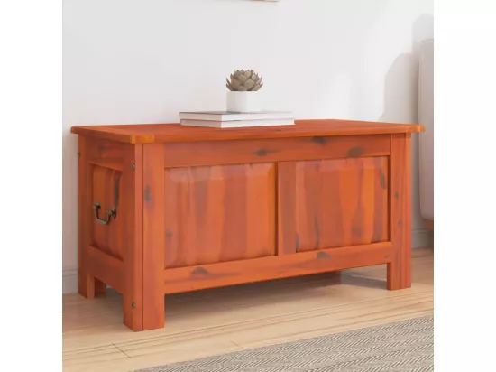 Coffre de rangement avec couvercle marron bois massif d'acacia