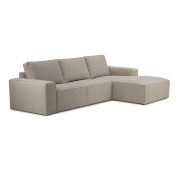 KARWEI loungebank Mack grijs gerecycled stof met rechts verlenging