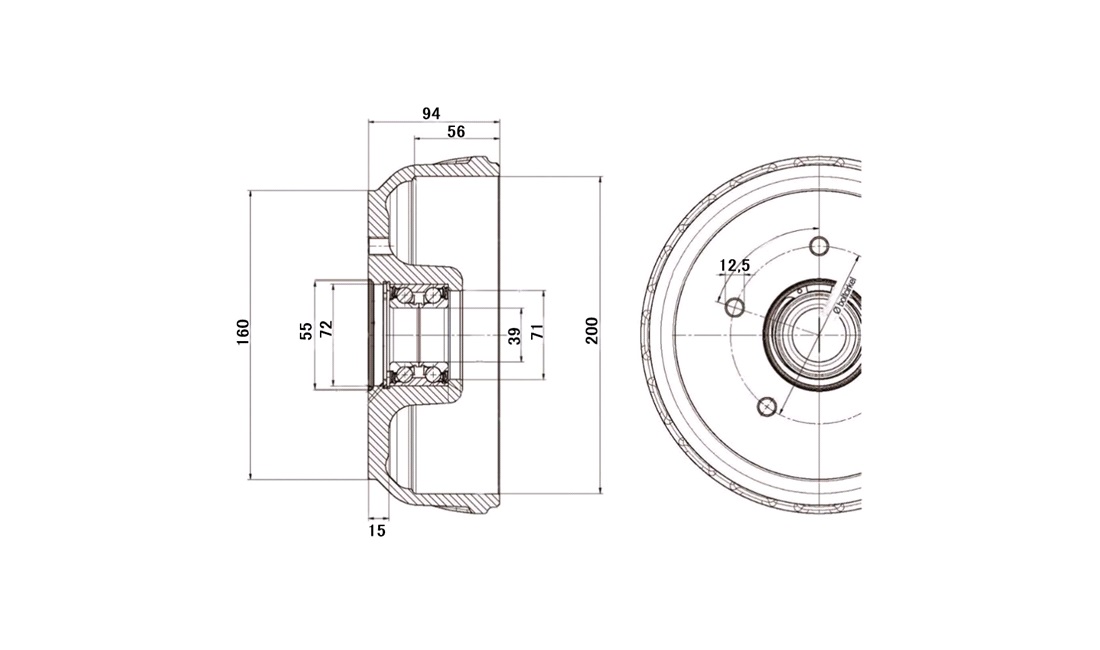 Bremsetromle 200x50mm AL-KO 2051 Euro
