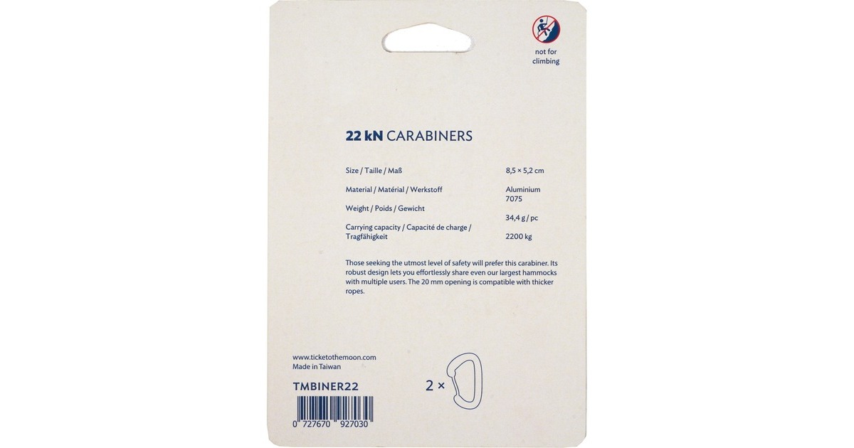 Ticket to the MoonKarabijnhaak 22 kN bevestiging  (Zwart)