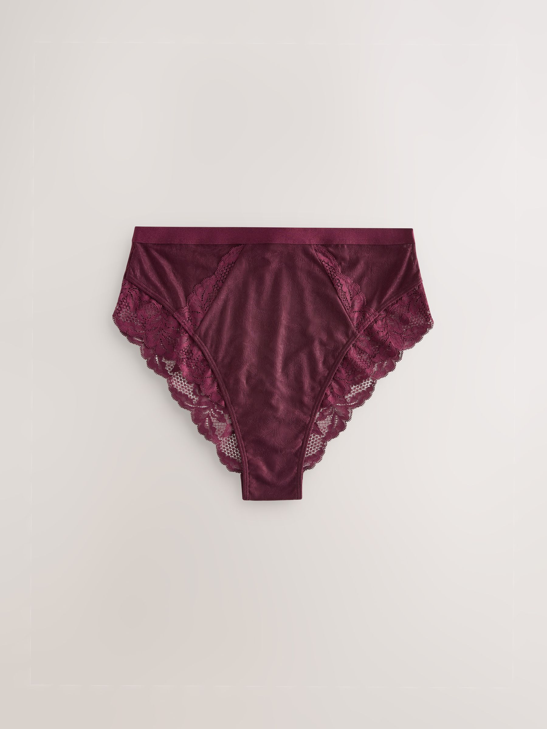 Marineblauw/bessenrood/roze - 3 Slipjes met kanten afwerking