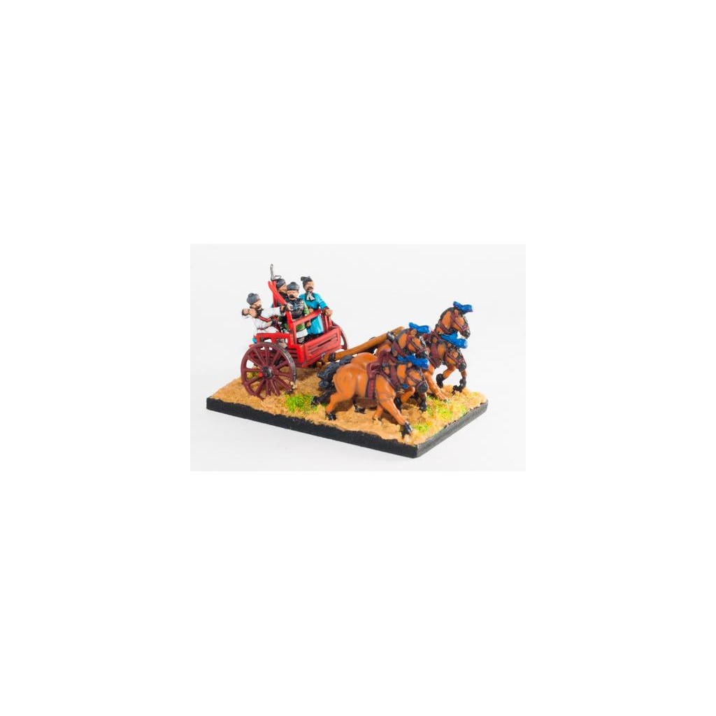 Han Chinese: General in 4 horse chariot with driver, archer and halberdier