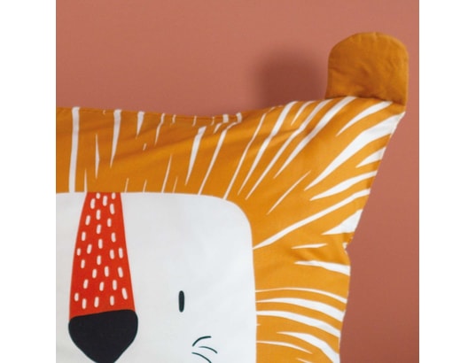 COTE DECO - Ensemble couette + 1 oreiller Parure de lit enfant lion - 100% polyester 72g/m² - 140 x 2...