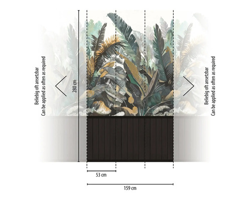 Vliesbehang 39809-1, plint junglebruin, 3-delige set, 159 x 280 cm