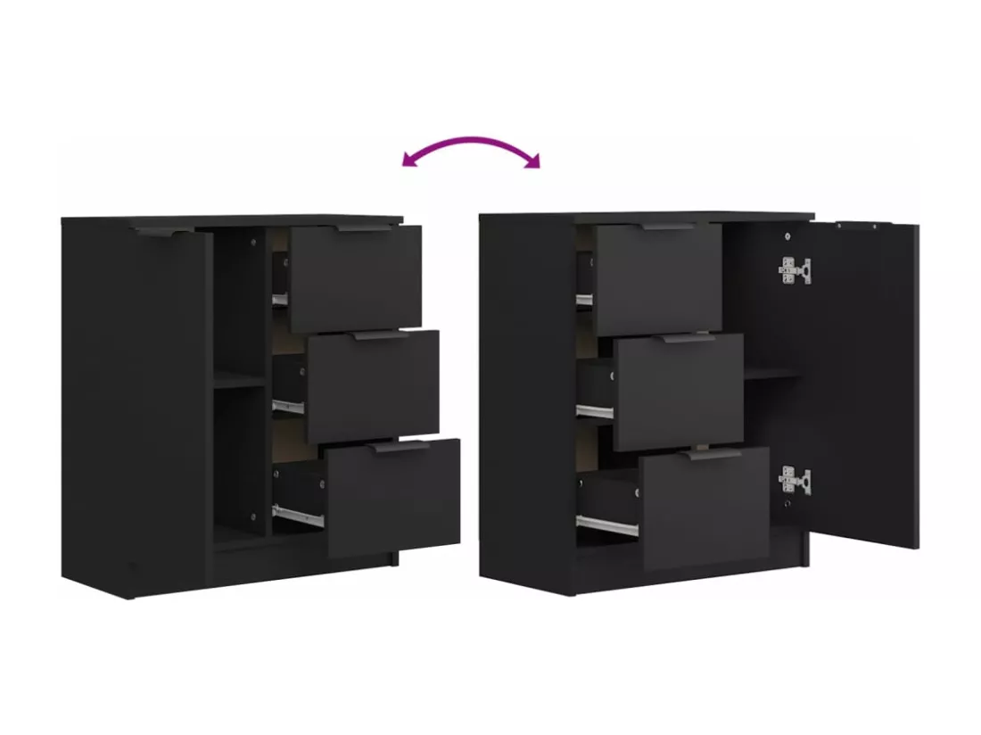 Buffet noir 60x30x70 cm bois d'ingénierie