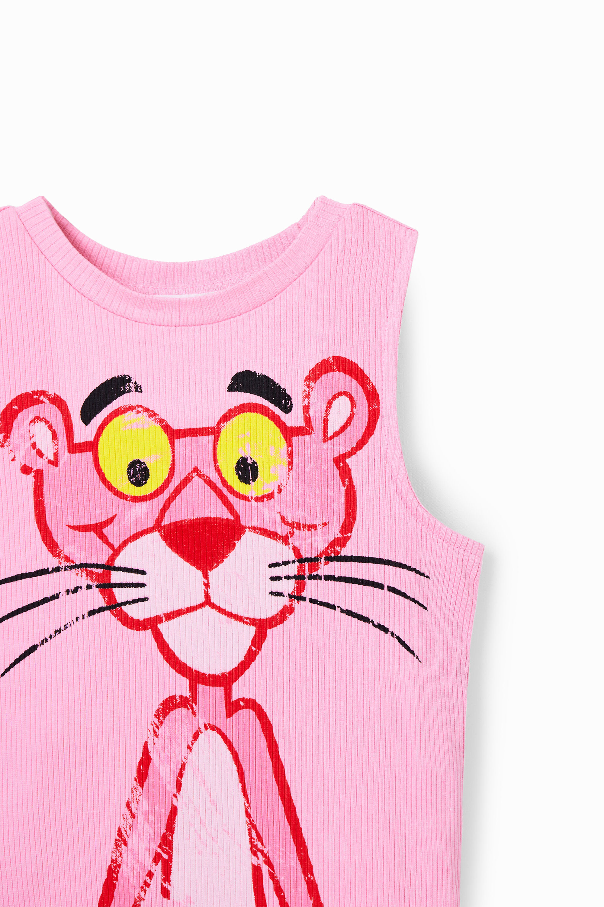 T-shirt Panthère rose tissu côtelé