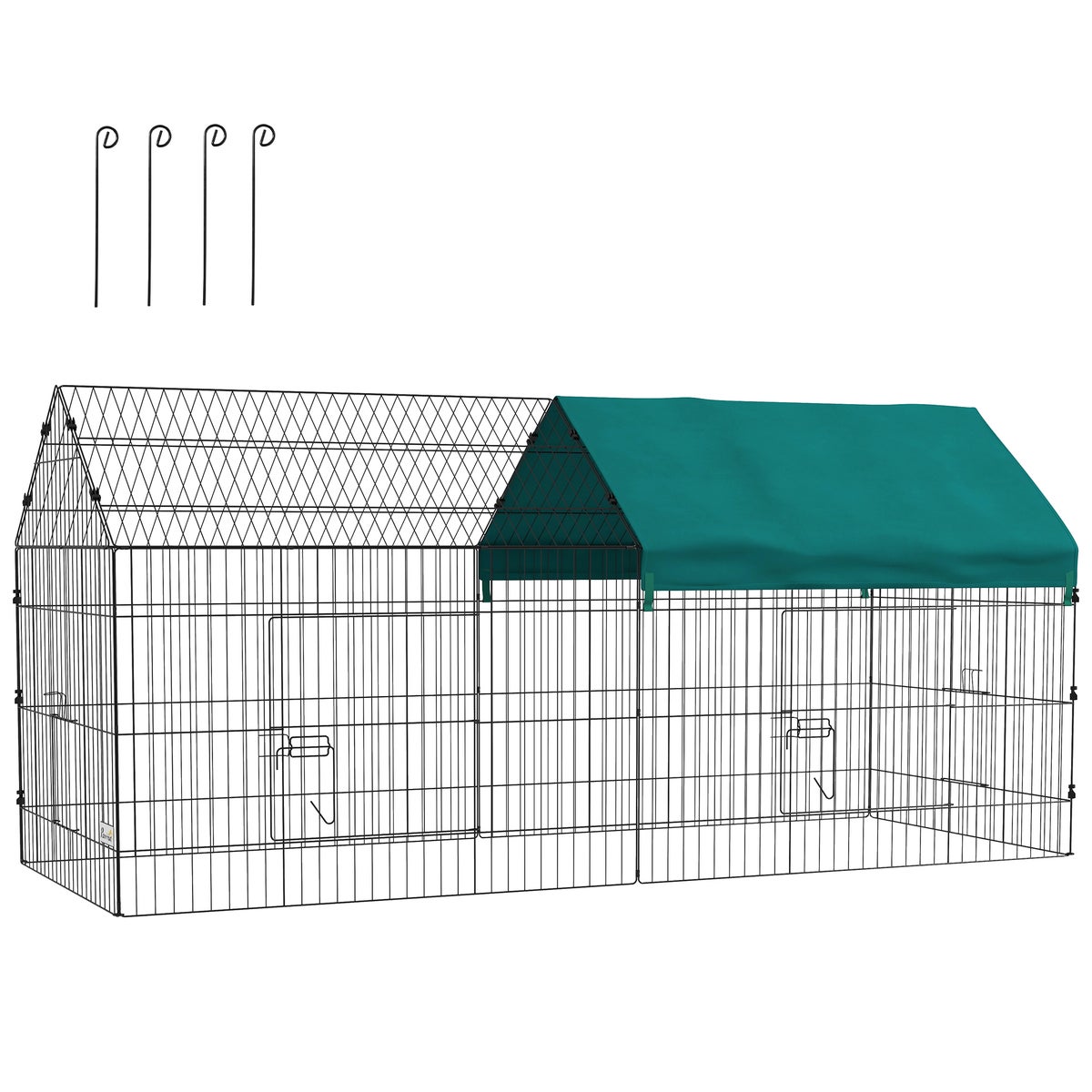 PawHut Outdoor Run, 220L x 85B x 103H cm, staal, Oxford-stof, groen