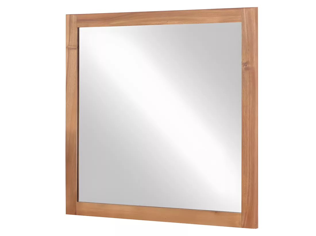 Miroir carré avec contour en bois d'acacia - 60 x 60 cm - SEPANG