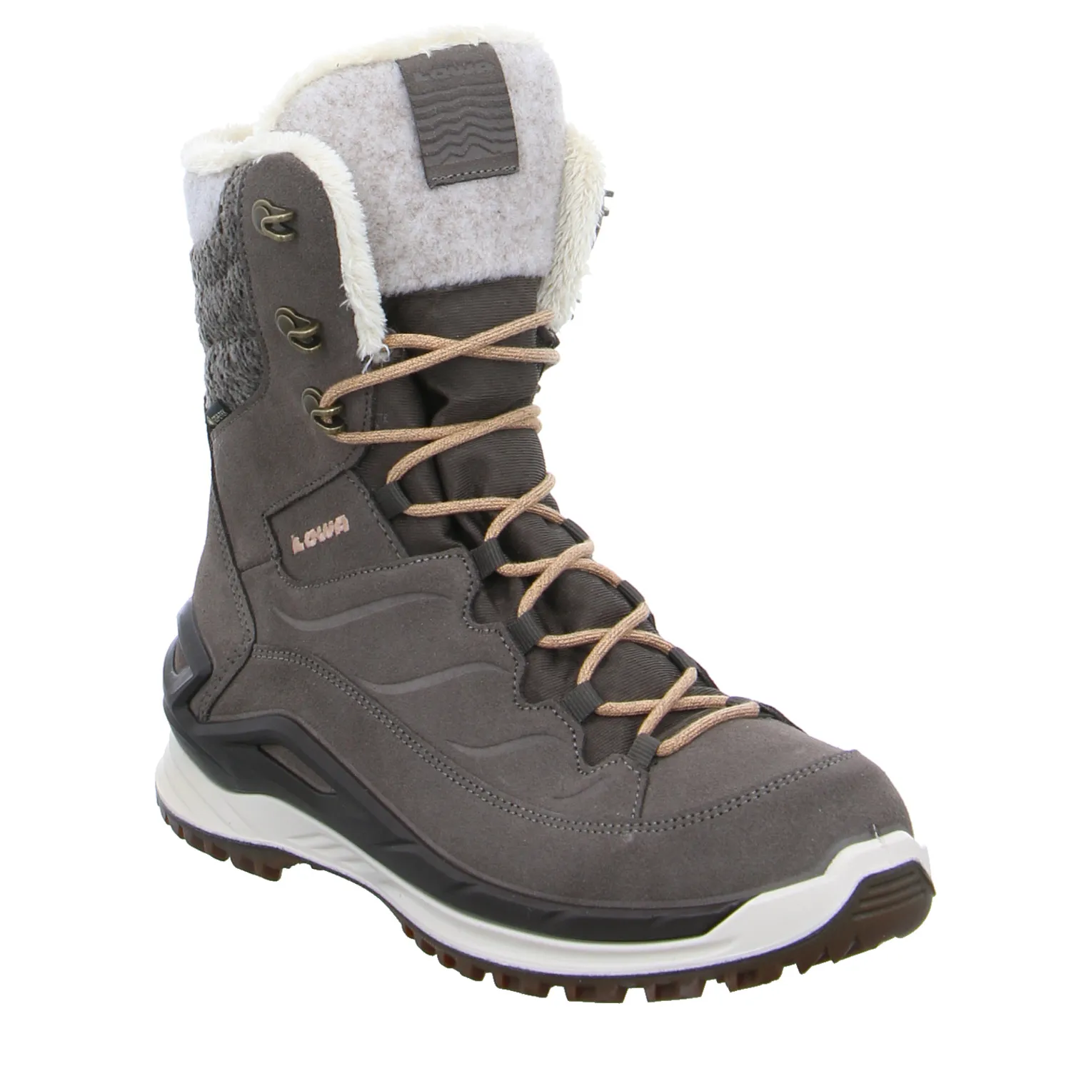 LOWA Snowboots Damen Taupe Leder