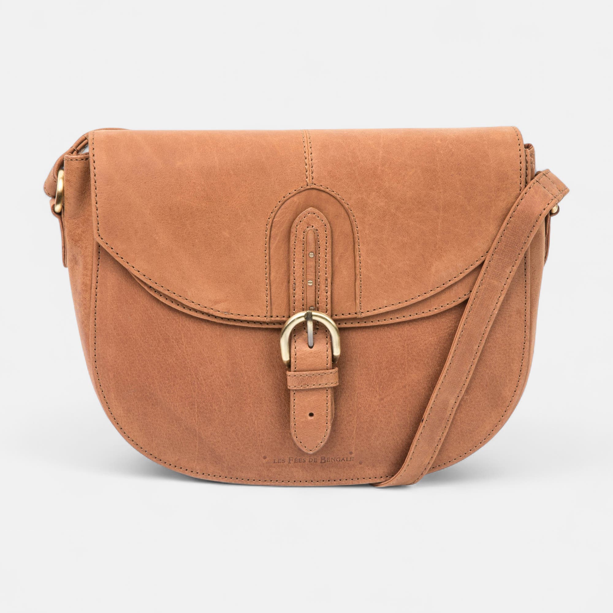 Sac bandoulière en cuir cognac
