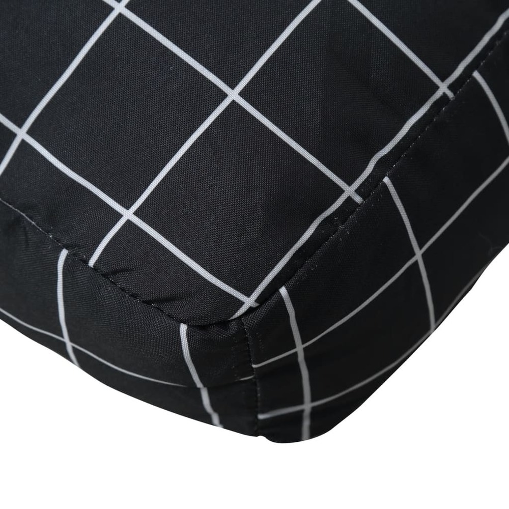 Coussins de palette 2 pcs motif à carreaux noir tissu