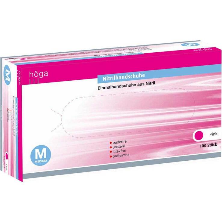 Nitril Handschuhe puderfrei Größe M pink, 100 St