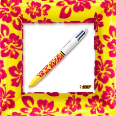 BIC 4 Couleurs Velours - 12 Stylos à bille 4 couleurs - corps assortis motif jungle