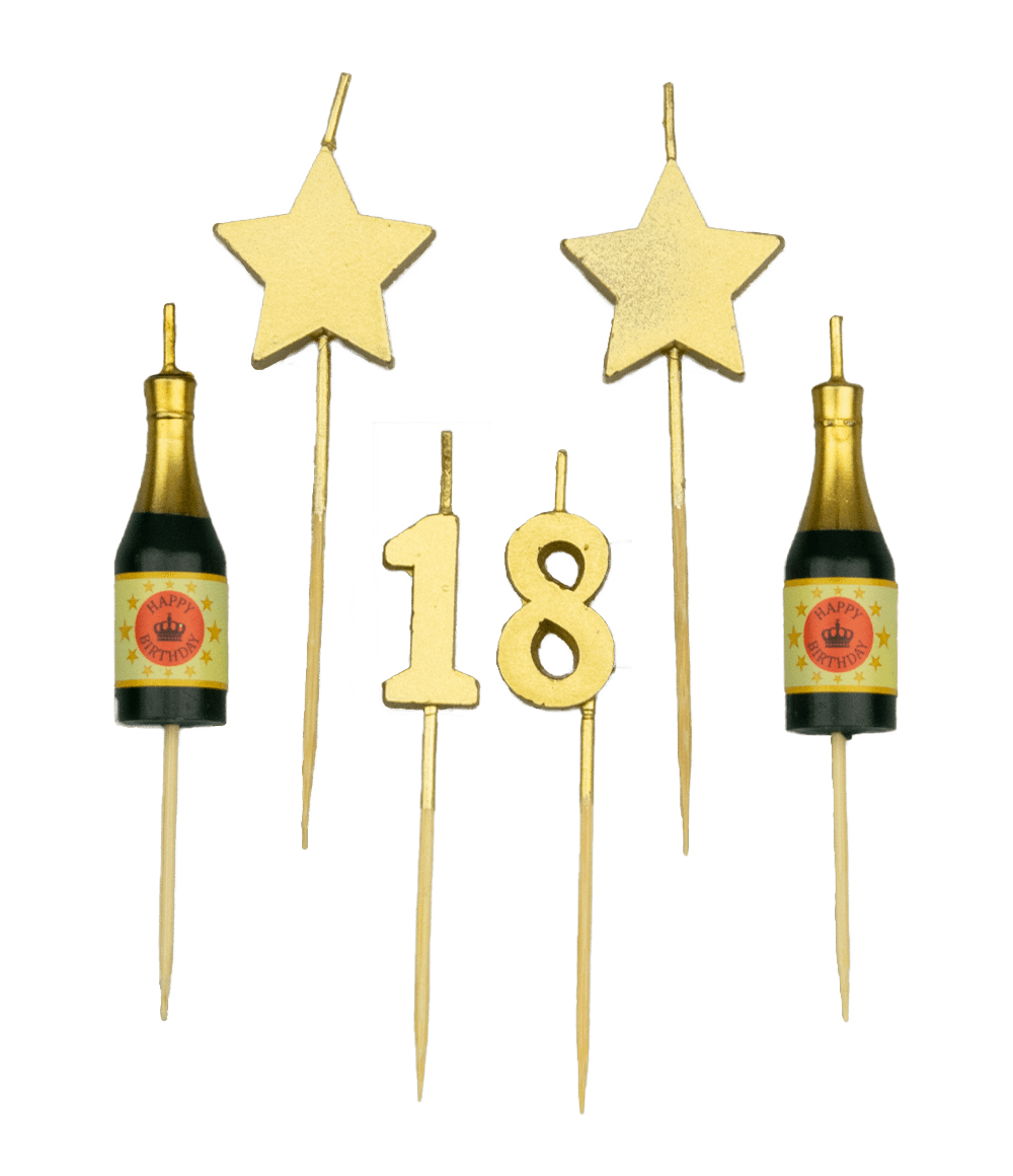 Kaarsjes 18 Jaar Champagne 17,5cm