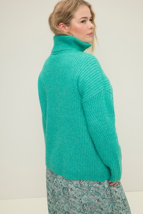 Troyer, Pullover, oversized, Rippstrick, Troyerkragen