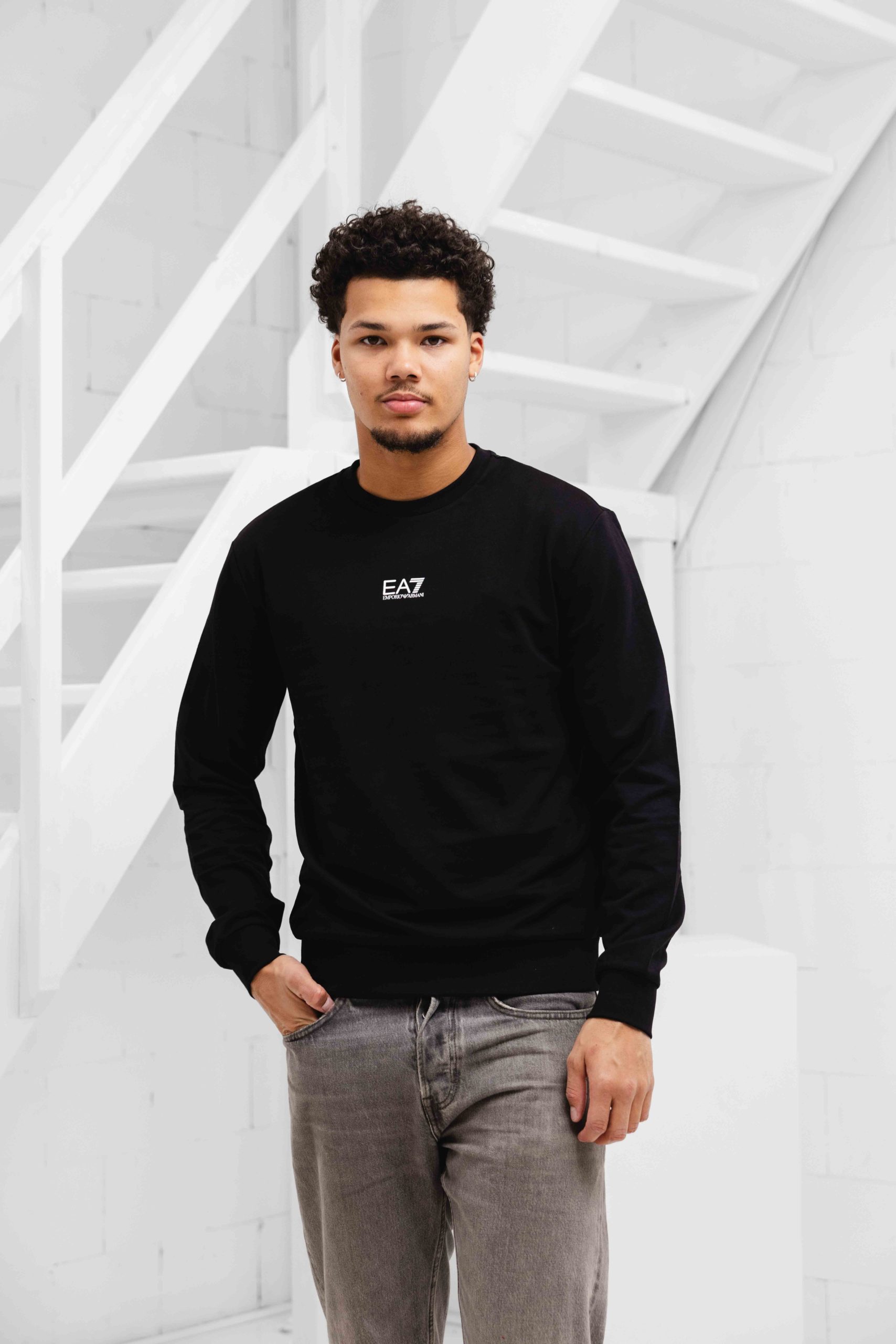 EA7 Emporio Armani 8NPM30 Sweater Heren Zwart/Wit