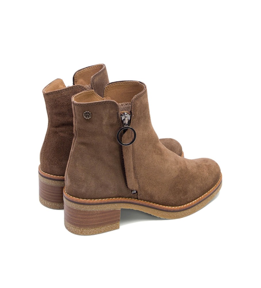 Botas de cano curto Porronet em couro marrom Poppy - Altura do salto: 5 cm -
