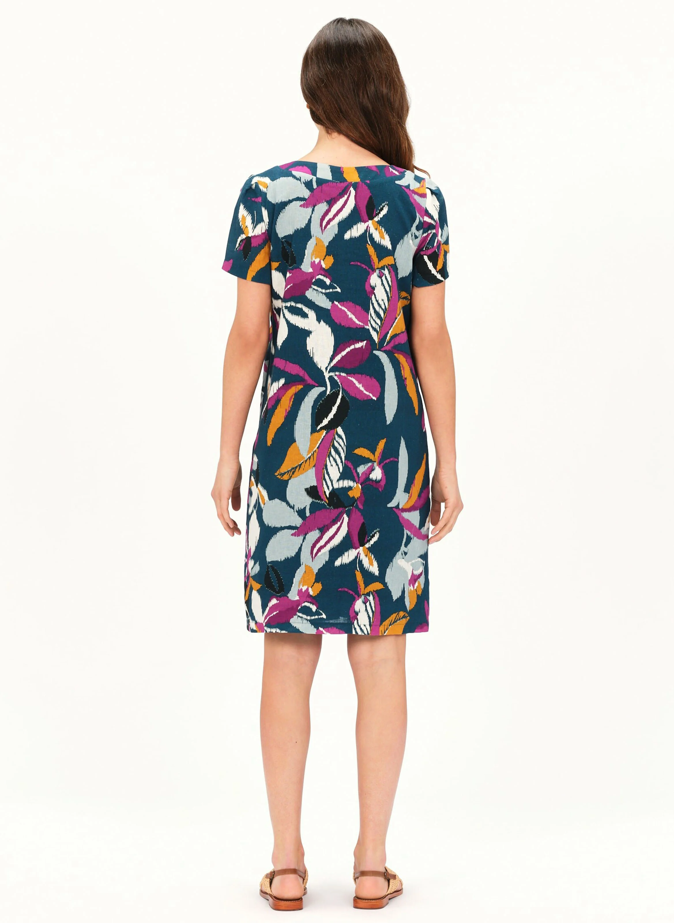 RAMELA1 - Robe courte col V à imprimé floral | Vert