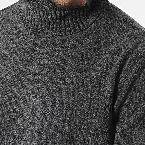 Pull Col Roulé Gris Anthracite Chiné
