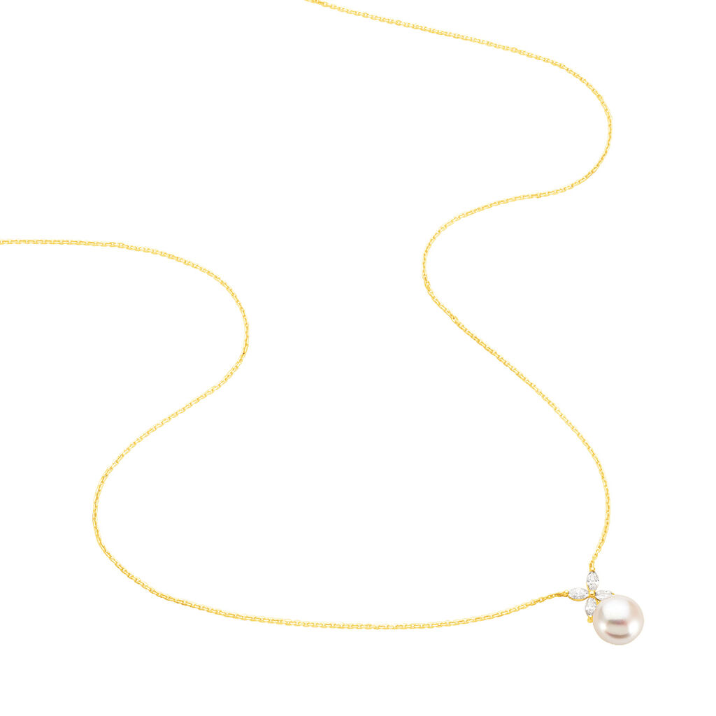Collier Norah Or Jaune Perle De Culture Et Oxyde De Zirconium