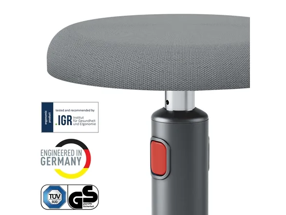 Leitz Ergo Cosy Active Sidde-stå balancestol 2-i-1 grå - højdejustering 46-79 cm