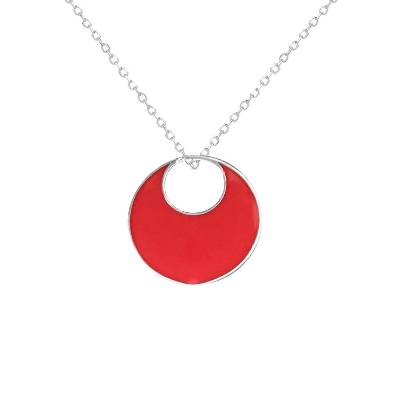 Collier en argent rhodié et émail rouge