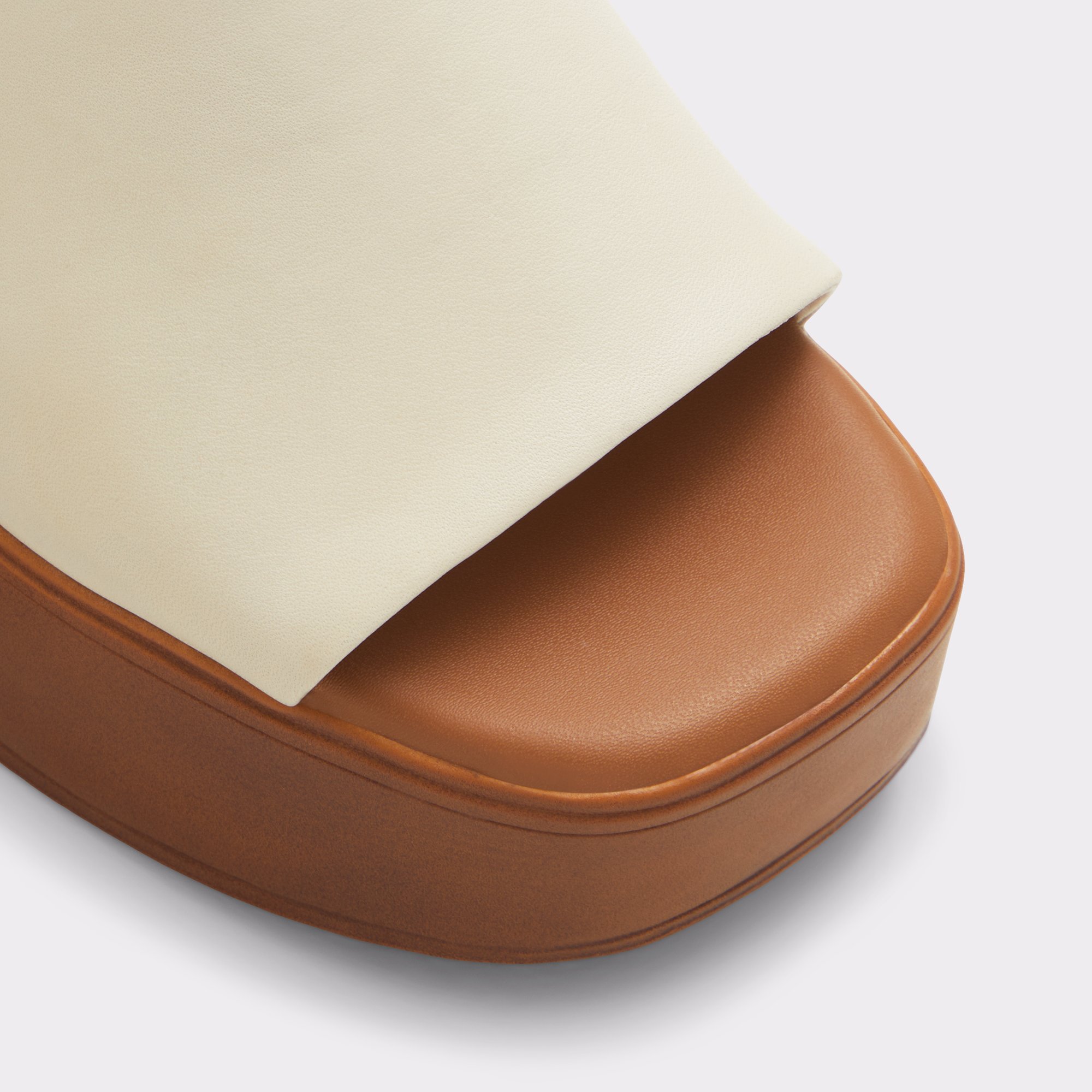 Maysee White Leather Smooth Women Mule Shoes