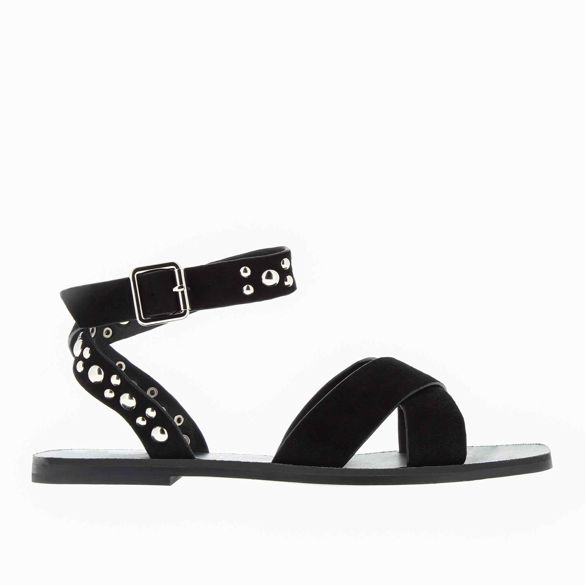 Sandales plates-Sandales plates Zora noires à clous