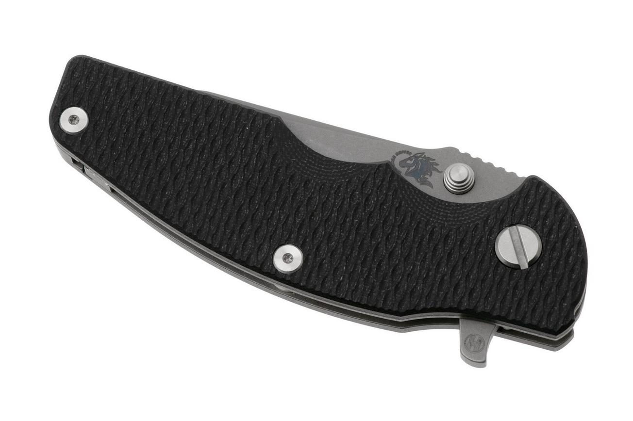Rick Hinderer Jurassic Slicer, Hollow Ground Magnacut, Working Finish, Black G10, zakmes