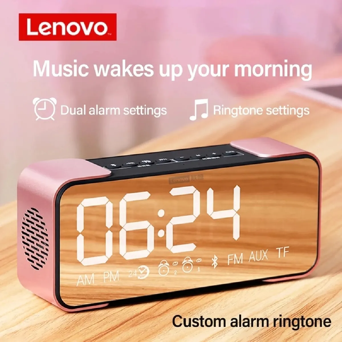 Universal Haut-parleur Bluetooth 5.0 Horloge - Noir
