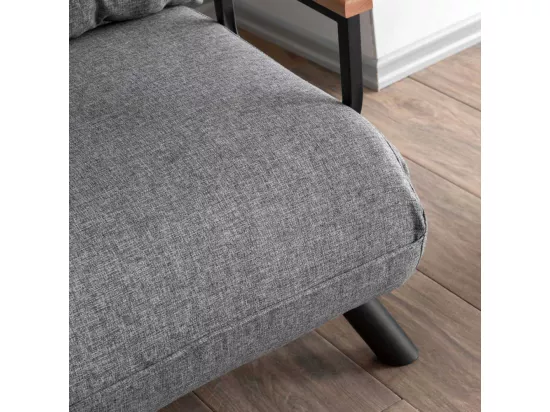 Fauteuil convertible Yolanda Métal Noir et Lin Gris clair