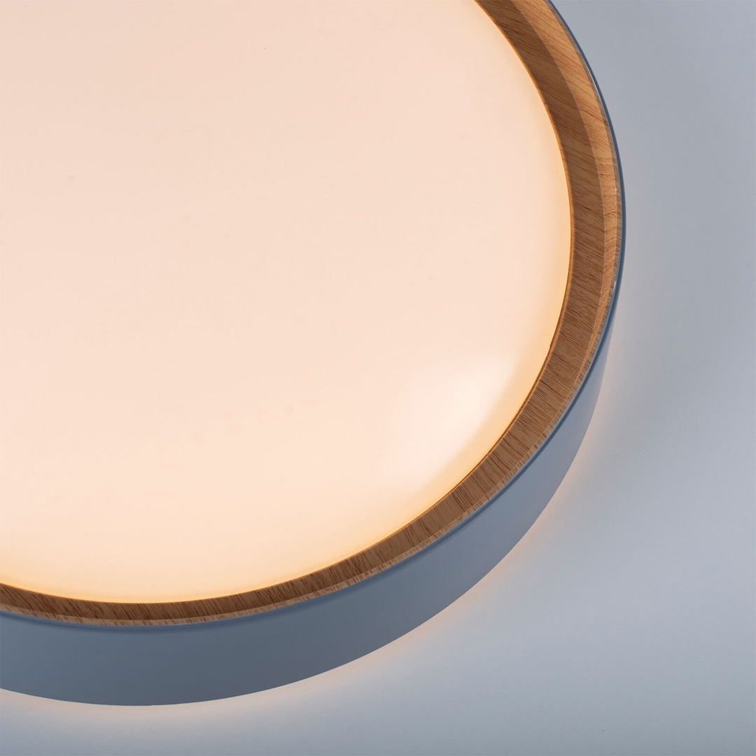 JUST LIGHT LED Deckenlampe EMILIA 40 cm grau /Holzdekor