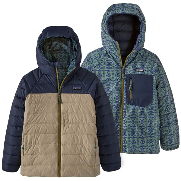 Doudoune ski PATAGONIA K'S REVERSIBLE DOWN SWEATER HOODY TREELINE: NEW NAVY